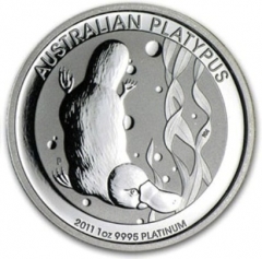 Платиновая монета 100 долларов "Утконос", 31,1г., Австралия 